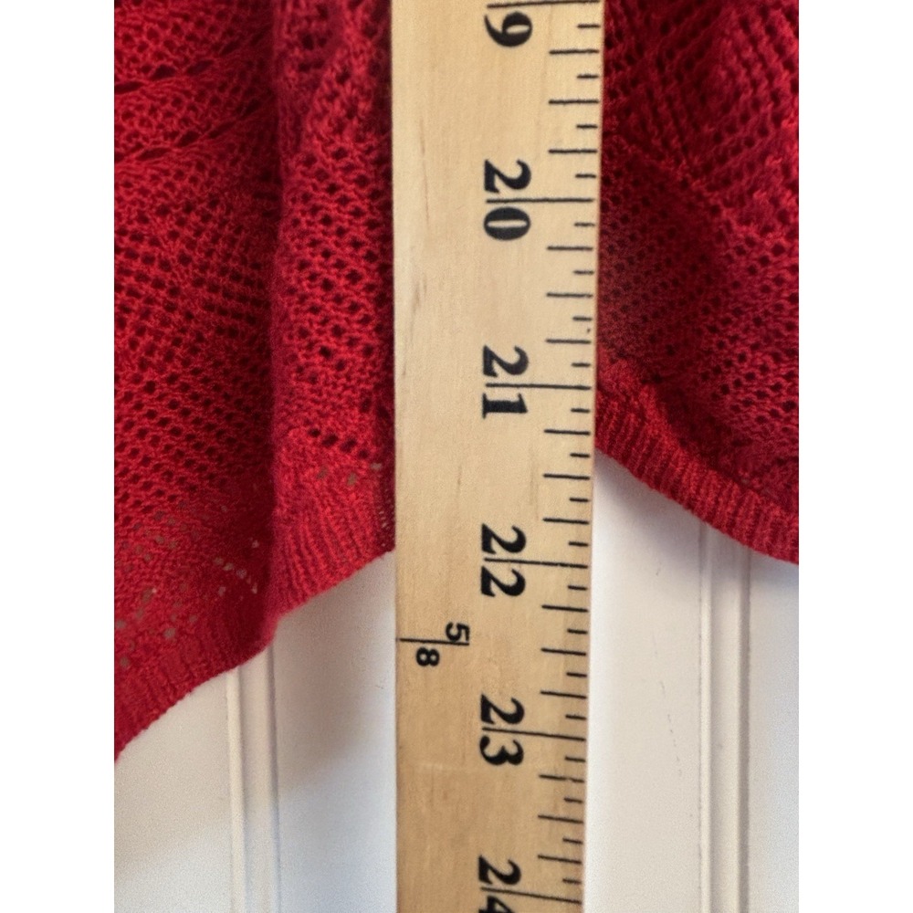 Denim 24/7 Shrug Cardigan Crop 4X Red Crochet Open Knit Y2K Classic NWOT NEW - Picture 8 of 8